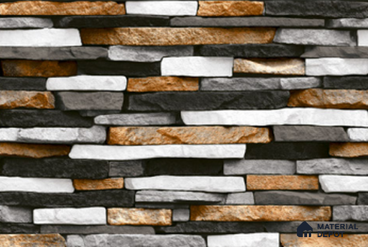 TL 01551 Brown & Black 12 x 18 Inch Sugar Finish High Depth Elevation Ceramic Wall Tile - 8 mm