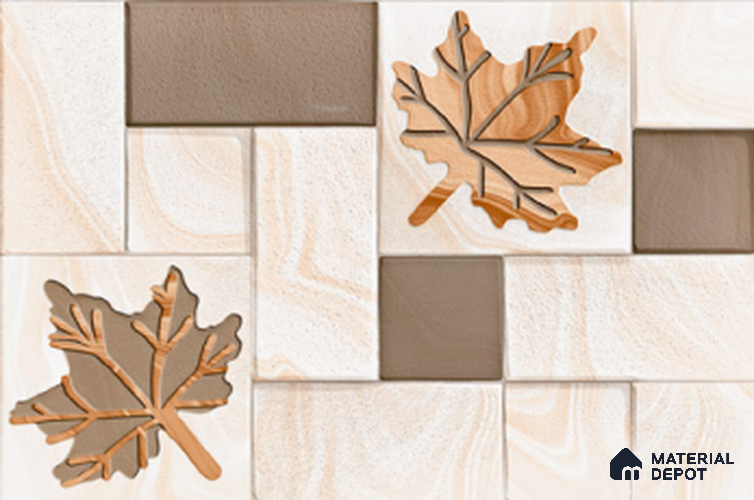 Floral Wall Tile TL 01560 Cream Latte 12 x 18 Inch Sugar Finish High Depth Elevation Ceramic Wall Tile - 8 mm