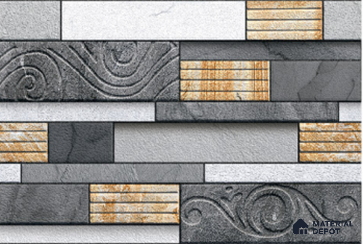 TL 01570 Davys Grey 12 x 18 Inch Sugar Finish Random High Depth Elevation Ceramic Wall Tile - 8 mm