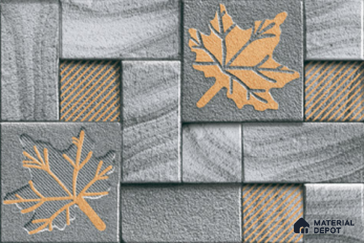 Floral Wall Tile TL 01563 Grey Porpoise 12 x 18 Inch Sugar Finish High Depth Elevation Ceramic Wall Tile - 8 mm