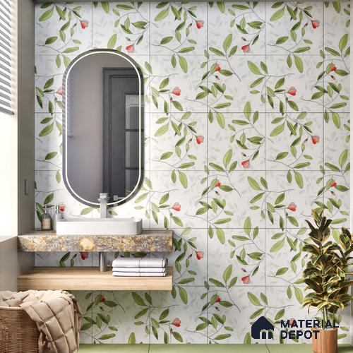Moroccan Floor & Wall Tile TL 07326 D Soft Twig 1 ft x 1 ft Ceramic Matte Finish - 9 mm | Suitable For Kitchen, Bathroom, Dining Area | Please Expect a Slight Variation of Pattern