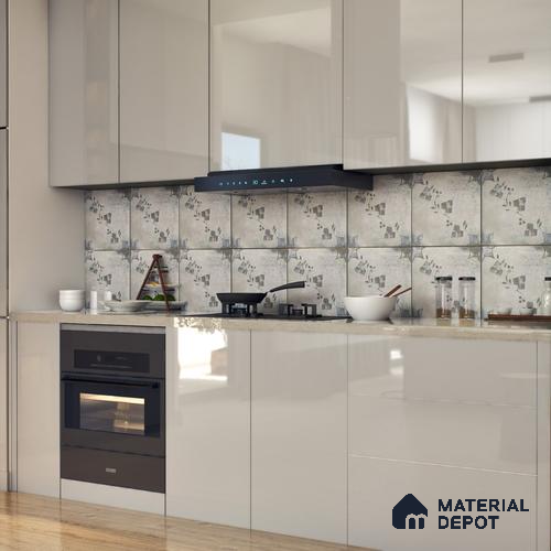 Moroccan Floor & Wall Tile TL 07296 Ash Petal 1 ft x 1 ft Ceramic Matte Finish - 9 mm | Suitable For Kitchen, Bathroom, Living Area | Please Expect a Slight Variation of Pattern