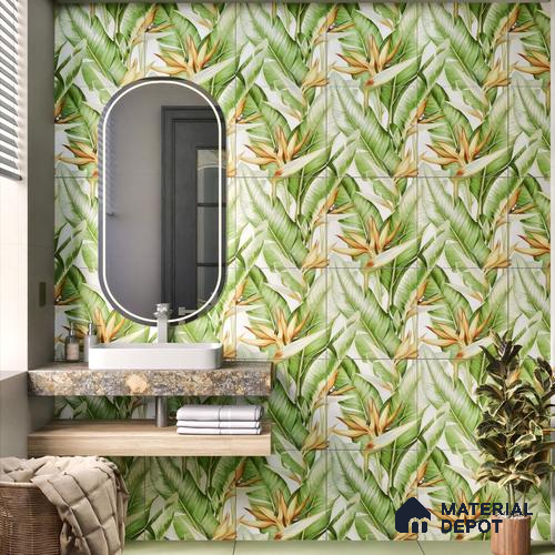 Moroccan Floor & Wall Tile TL 07325 C Jungle Flair 1 ft x 1 ft Ceramic Matte Finish - 9 mm | Suitable For Kitchen, Bathroom, Dining Area | Please Expect a Slight Variation of Pattern