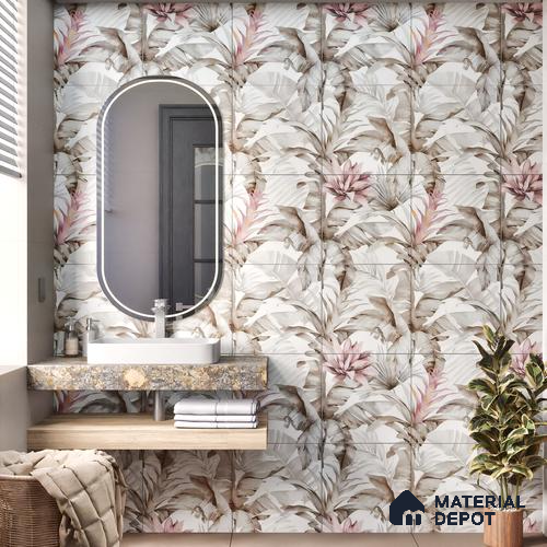Moroccan Floor & Wall Tile TL 07324 C Petal Whisper 1 ft x 1 ft Ceramic Matte Finish - 9 mm | Suitable For Kitchen, Bathroom, Dining Area | Please Expect a Slight Variation of Pattern