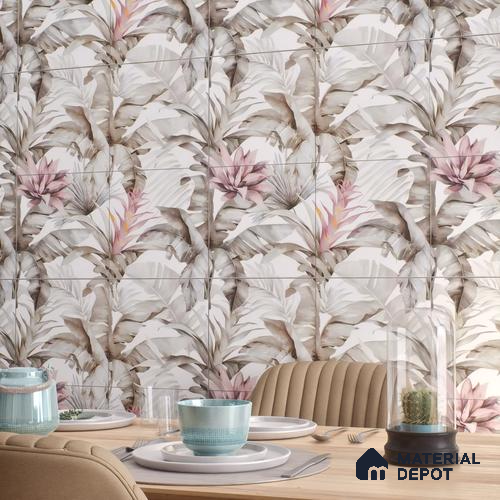 Moroccan Floor & Wall Tile TL 07324 D Ash Flora 1 ft x 1 ft Ceramic Matte Finish - 9 mm | Suitable For Kitchen, Bathroom, Dining Area | Please Expect a Slight Variation of Pattern