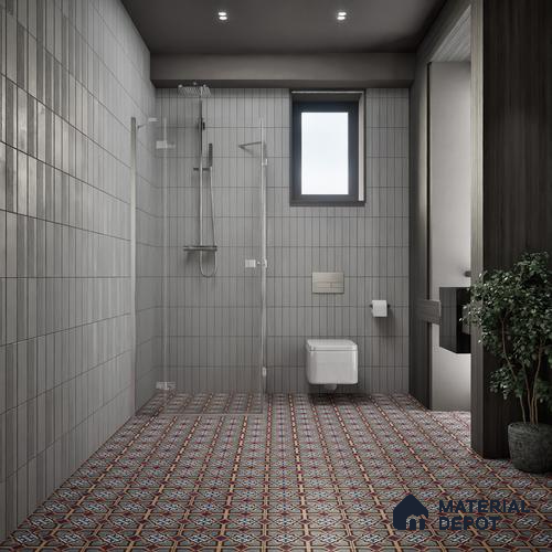 Moroccan Floor & Wall Athangudi Tile TL 07308 Moroc Frame 1 ft x 1 ft Ceramic Matte Finish - 9 mm | Suitable For Kitchen, Bathroom, Living Area | Please Expect a Slight Variation of Pattern