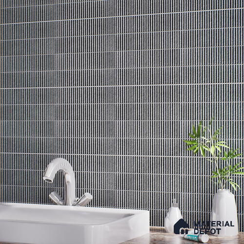 TL 07173 Blend Cosmo Charcoal 1 ft x 1 ft Glossy Finish Ceramic Tile - 10 mm | Please Expect a Slight Variation of Pattern