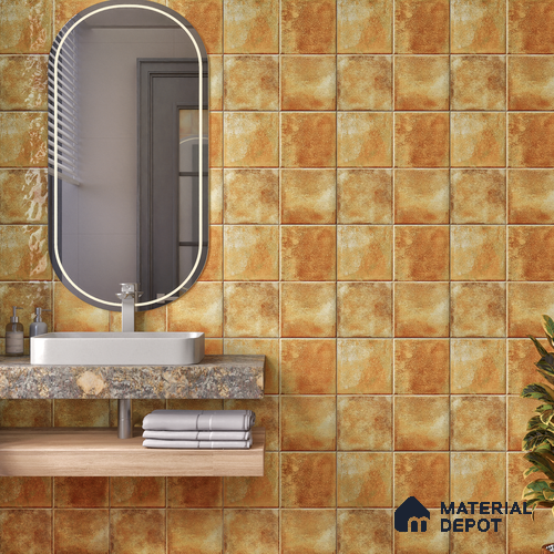 Stone Wall & Floor TL 07175 E Kenzo Cosmo Mustard 1 ft x 1 ft Glossy Finish Ceramic Tile - 10 mm