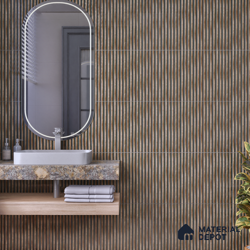 TL 07177 B Liner Cosmo Bronze 1 ft x 1 ft Glossy Finish Ceramic Tile - 10 mm | Please Expect a Slight Variation of Pattern
