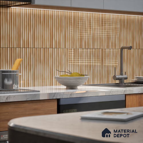 TL 07177 D Liner Cosmo Ivory 1 ft x 1 ft Glossy Finish Ceramic Tile - 10 mm | Please Expect a Slight Variation of Pattern