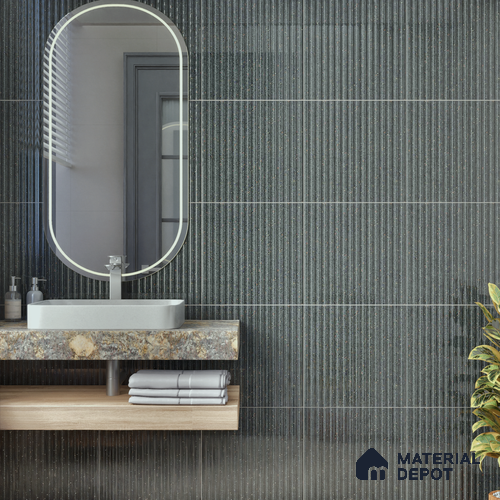 TL 07177 H Liner Cosmo Raven 1 ft x 1 ft Glossy Finish Ceramic Tile - 10 mm | Please Expect a Slight Variation of Pattern