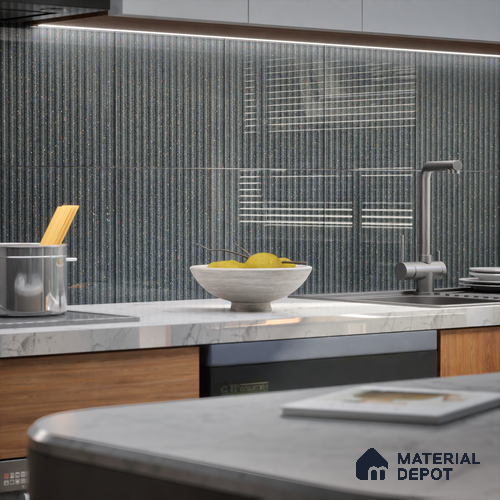 TL 07177 H Liner Cosmo Raven 1 ft x 1 ft Glossy Finish Ceramic Tile - 10 mm | Please Expect a Slight Variation of Pattern