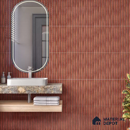 TL 07177 J Liner Cosmo Wine 1 ft x 1 ft Glossy Finish Ceramic Tile - 10 mm | Please Expect a Slight Variation of Pattern