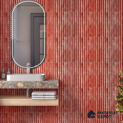 TL 07174 G Bumpy Cosmo Merlot 1 ft x 1 ft Glossy Finish Ceramic Tile - 10 mm | Please Expect a Slight Variation of Pattern