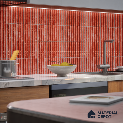 TL 07174 G Bumpy Cosmo Merlot 1 ft x 1 ft Glossy Finish Ceramic Tile - 10 mm | Please Expect a Slight Variation of Pattern