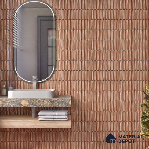 TL 07176 C Kitkat Cosmo Mocha 1 ft x 1 ft Glossy Finish Ceramic Tile - 10 mm | Please Expect a Slight Variation of Pattern
