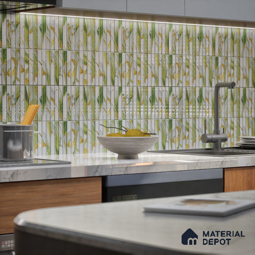TL 07172 C Bissel Cosmo Curry 1 ft x 1 ft Glossy Finish Ceramic Tile - 10 mm | Please Expect a Slight Variation of Pattern
