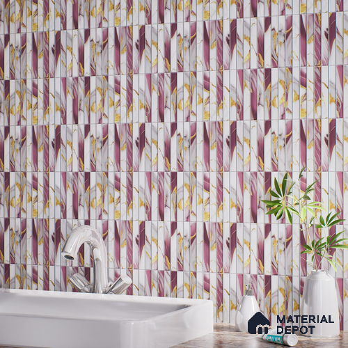 TL 07172 D Bissel Cosmo Damson 1 ft x 1 ft Glossy Finish Ceramic Tile - 10 mm | Please Expect a Slight Variation of Pattern