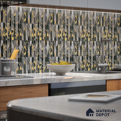 TL 07172 F Bissel Cosmo Kohl 1 ft x 1 ft Glossy Finish Ceramic Tile - 10 mm | Please Expect a Slight Variation of Pattern