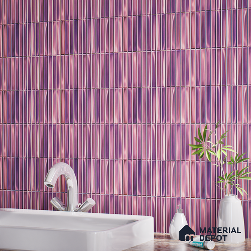 TL 07172 H Bissel Cosmo Puce 1 ft x 1 ft Glossy Finish Ceramic Tile - 10 mm | Please Expect a Slight Variation of Pattern