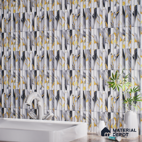 TL 07172 I Bissel Cosmo Raven 1 ft x 1 ft Glossy Finish Ceramic Tile - 10 mm | Please Expect a Slight Variation of Pattern