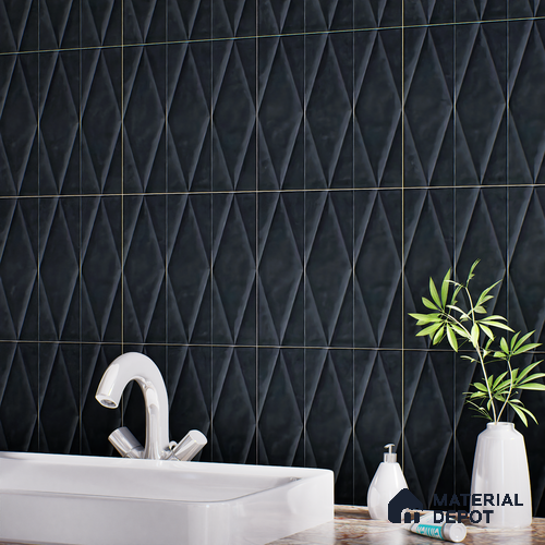 TL 07188 B Plaka Nexo Black 1 ft x 1 ft Matte Finish Ceramic Tile - 10 mm