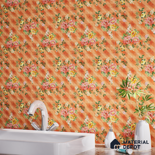 Floral Wall Tile TL 07185 C Brillo Nexo Palma 1 ft x 1 ft Matte Finish Ceramic Tile - 10 mm | Please Expect a Slight Variation of Pattern