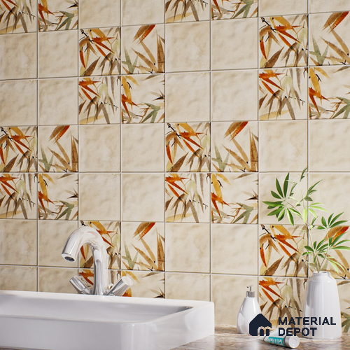 Tropical Wall Tile TL 07187 C Kenzo Nexo Imastio Deco 1 ft x 1 ft Matte Finish Ceramic Tile - 10 mm | Please Expect a Slight Variation of Pattern