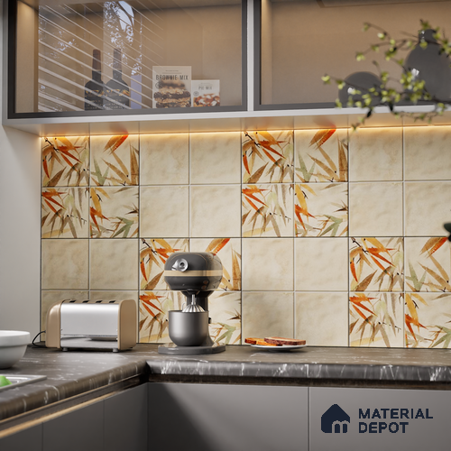 Tropical Wall Tile TL 07187 C Kenzo Nexo Imastio Deco 1 ft x 1 ft Matte Finish Ceramic Tile - 10 mm | Please Expect a Slight Variation of Pattern