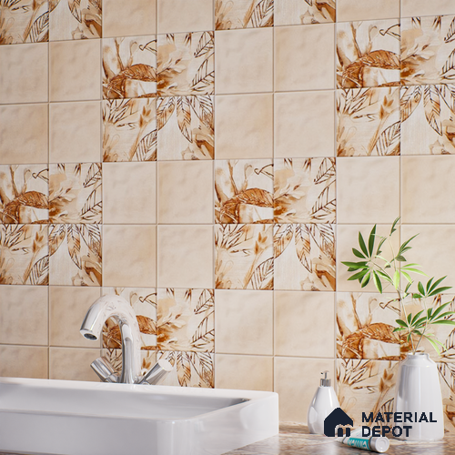 Tropical Wall Tile TL 07187 E Kenzo Nexo Kelino Deco 1 ft x 1 ft Matte Finish Ceramic Tile - 10 mm | Please Expect a Slight Variation of Pattern