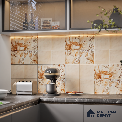 Tropical Wall Tile TL 07187 E Kenzo Nexo Kelino Deco 1 ft x 1 ft Matte Finish Ceramic Tile - 10 mm | Please Expect a Slight Variation of Pattern
