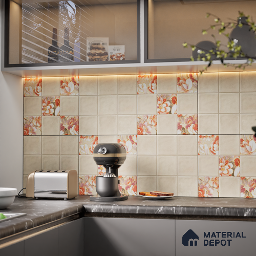 TL 07186 B Filo Nexo Berta Deco 1 ft x 1 ft Matte Finish Ceramic Tile - 10 mm