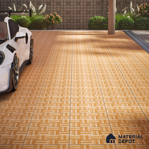 Parking Floor Tile TL 00416 Earth Brown 16 x 16 inch Vitrified Anti Skid Matte Finish Heavy Duty Tile - 12 mm | Suitable For Balcony, Terrace, Pathways | Pattern Alignment May Vary | 2-3 mm Spacer is Mandatory