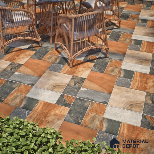 Stone Floor Tile TL 10096 C Modulo Bizero 8 x 8 inch Matte Finish Vitrified Anti Skid Tile - 12 mm | Suitable For Balcony, Patio, Outdoor
