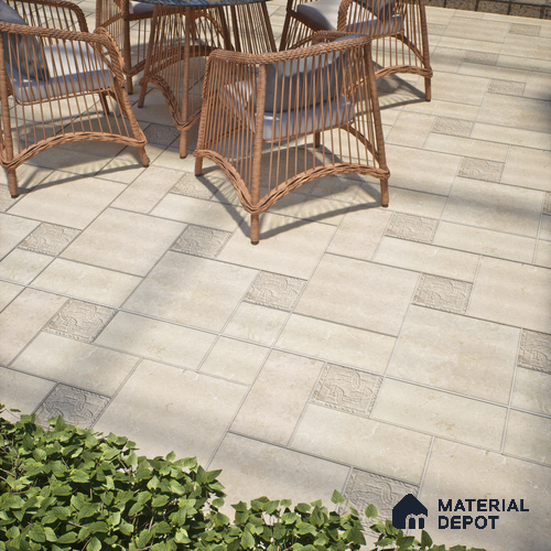 Stone Floor Tile TL 10094 C Modulo Beige 8 x 8 inch Matte Finish Vitrified Anti Skid Tile - 12 mm | Suitable For Balcony, Patio, Outdoor