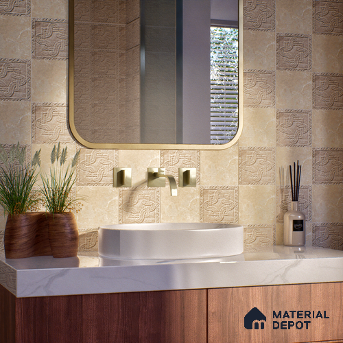 Subway Floor Tile TL 10094 D Modulo Beige Decor 8 x 8 inch Matte Finish Vitrified Anti Skid Tile - 12 mm | 4 Random Design | Suitable For Balcony, Patio, Outdoor | Please Expect a Slight Variation of Pattern