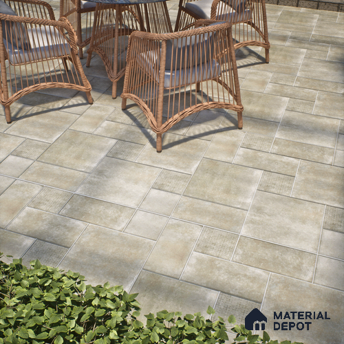 Patterned Floor Tile TL 10100 D Siena Beige Decor 8 x 8 inch Matte Finish Vitrified Anti Skid Tile - 12 mm | 4 Random Design | Suitable For Balcony, Patio, Outdoor | Please Expect a Slight Variation of Pattern
