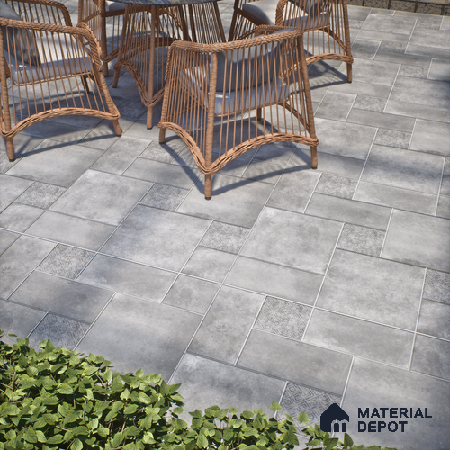 Stone Floor Tile TL 10091 C Modulo Gris 8 x 8 inch Matte Finish Vitrified Anti Skid Tile - 12 mm | Suitable For Balcony, Patio, Outdoor
