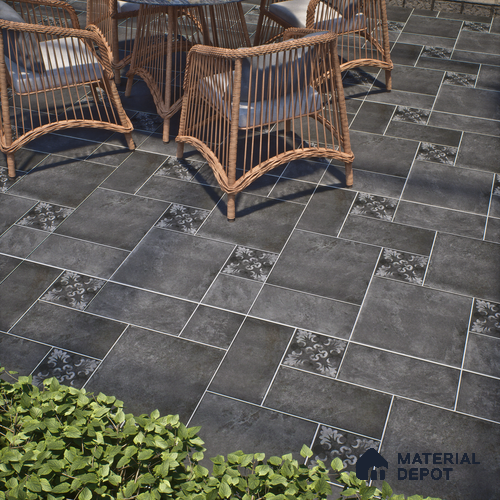 Subway Floor Tile TL 10092 D Modulo Dark Decor 8 x 8 inch Matte Finish Vitrified Anti Skid Tile - 12 mm | 12 Random Design | Suitable For Balcony, Patio, Outdoor | Please Expect a Slight Variation of Pattern
