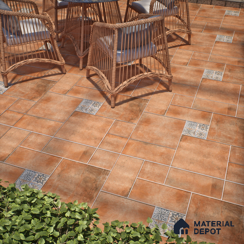 Stone Floor Tile TL 10095 C Cotto 8 x 8 inch Matte Finish Vitrified Anti Skid Tile - 12 mm | Suitable For Balcony, Patio, Outdoor