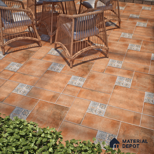 Subway Floor Tile TL 10095 D Cotto Decor 8 x 8 inch Matte Finish Vitrified Anti Skid Tile - 12 mm | 4 Random Design | Suitable For Balcony, Patio, Outdoor | Please Expect a Slight Variation of Pattern