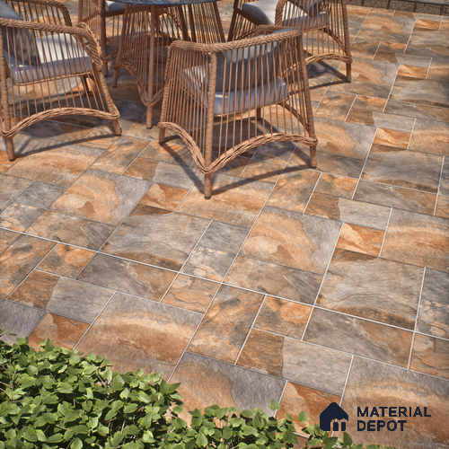 Stone Floor Tile TL 10097 C Season Stone 8 x 8 inch Matte Finish Vitrified Anti Skid Tile - 12 mm | Suitable For Balcony, Patio, Outdoor