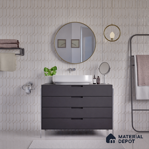 Faux Subway Wall Tile TL 04688 B Capsule Solara Carpaccio White 2 ft x 1 ft Ceramic Glossy Finish - 9 mm | Suitable For Kitchen, Bathroom Walls and Backsplashes | Please Expect a Slight Variation of Pattern