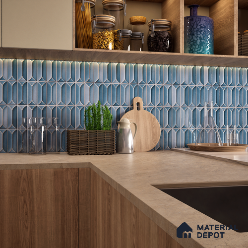 Faux Subway Wall Tile TL 04688 D Capsule Solara Loft Blue 2 ft x 1 ft Ceramic Glossy Finish - 9 mm | Suitable For Kitchen, Bathroom Walls and Backsplashes | Please Expect a Slight Variation of Pattern