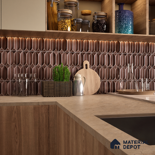 Faux Subway Wall Tile TL 04688 J Capsule Solara Berlin Brown 2 ft x 1 ft Ceramic Glossy Finish - 9 mm | Suitable For Kitchen, Bathroom Walls and Backsplashes | Please Expect a Slight Variation of Pattern