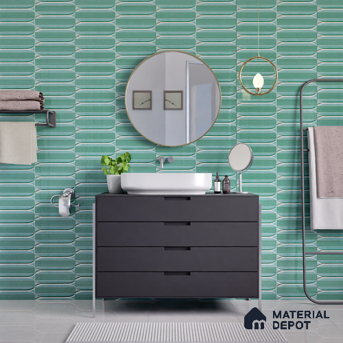 Faux Subway Wall Tile TL 04690 B Horizon Capsule Solara Blue Marley 2 ft x 1 ft Ceramic Glossy Finish - 9 mm | Suitable For Kitchen, Bathroom Walls and Backsplashes | Please Expect a Slight Variation of Pattern