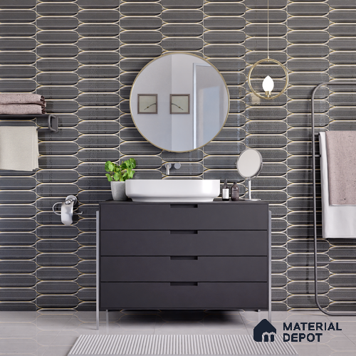 Faux Subway Wall Tile TL 04690 D Horizon Capsule Solara Anchor Grey 2 ft x 1 ft Ceramic Glossy Finish - 9 mm | Suitable For Kitchen, Bathroom Walls and Backsplashes | Please Expect a Slight Variation of Pattern
