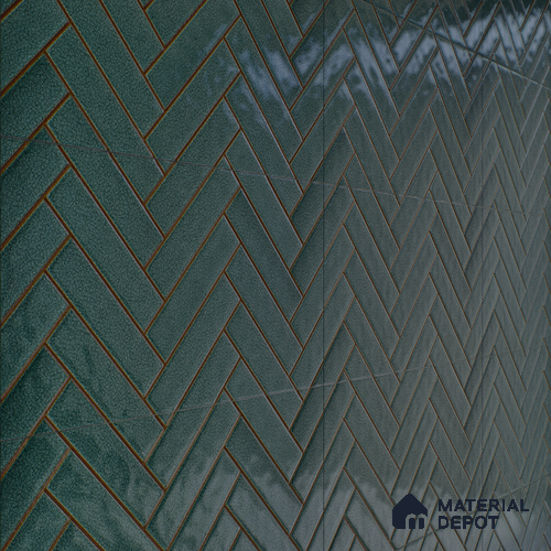 Faux Subway Wall Tile TL 04684 D Herringbone Solara Midnight Blue 2 ft x 1 ft Ceramic Glossy Finish - 9 mm | Suitable For Kitchen, Bathroom Walls and Backsplashes | Please Expect a Slight Variation of Pattern