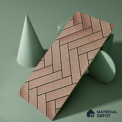 Faux Subway Wall Tile TL 04684 F Herringbone Solara Lush Pink 2 ft x 1 ft Ceramic Glossy Finish - 9 mm | Suitable For Kitchen, Bathroom Walls and Backsplashes | Please Expect a Slight Variation of Pattern