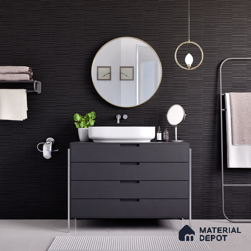 Faux Subway Wall Tile TL 04691 I Vertiline Kitkat Solara Black Overcast 2 ft x 1 ft Ceramic Matte Finish - 9 mm | Suitable For Kitchen, Bathroom Walls and Backsplashes | Please Expect a Slight Variation of Pattern